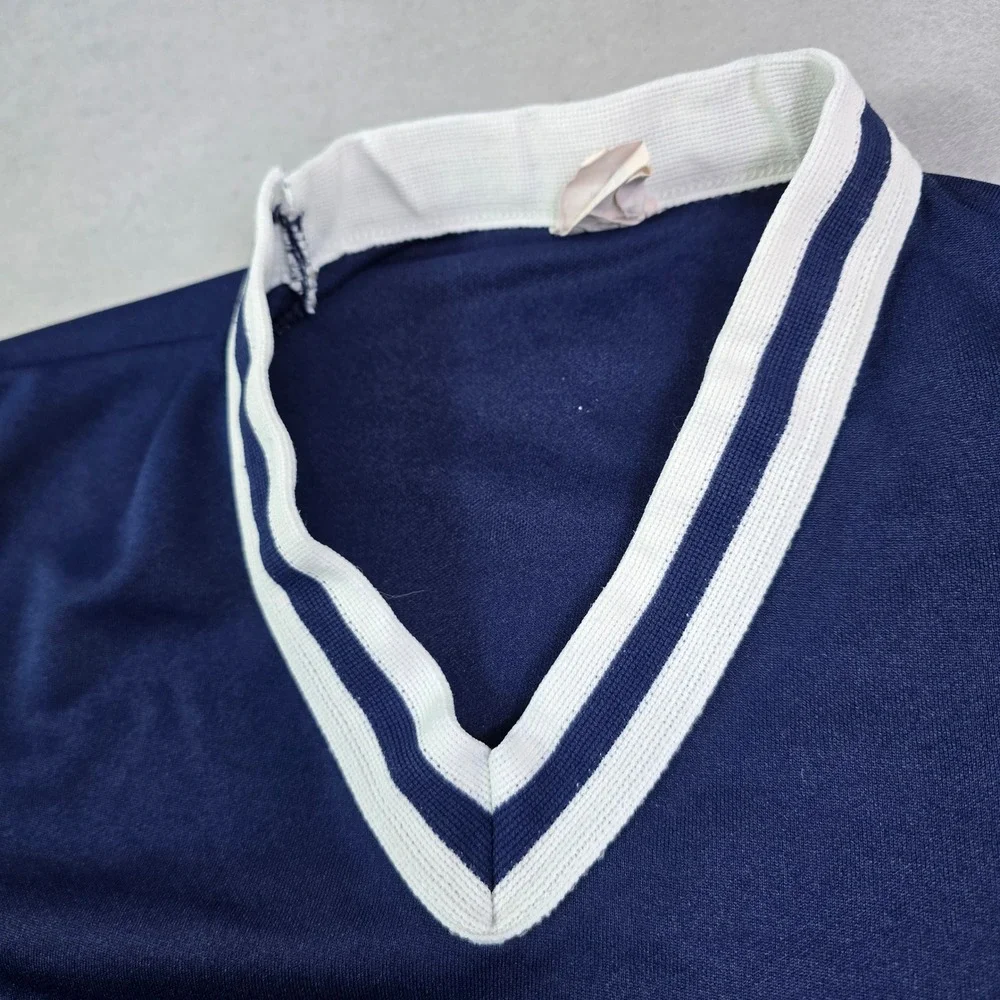 Vintage Majestic Detroit Tigers Jersey Mens Large (Medium) Blue V-Neck Baseball - Picture 4 of 10